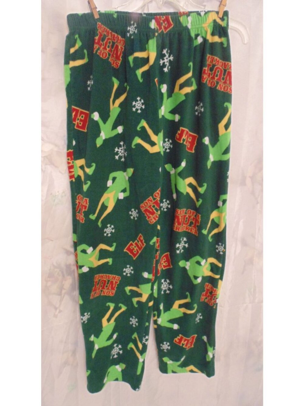 Womens Elf Christmas Movie Pajama L Fleece Pant Pj Bottom Adult Son of a Nutcrac